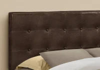 Monarch Queen Size Button Tufted Headboard with Leather-Look Upholstery - Brown(m-4)