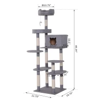 PawHut 40" Cat TreeCondo Kitten Scratching Post  Scratcher Climbing Tower Activity Center(m-3)