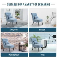 HOMCOM Small Button-Tufted Accent Chair Mid-Back Leisure Armchair with Upholstered Fabric, Solid Wood Legs, and Support Pillow, Blue(m-6)