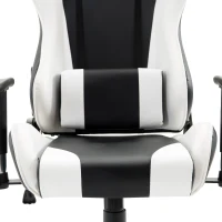 HOMCOM Executive Racecar Style Office Chair Gaming Recliner Swivel Adjustable PU Padded Home Office White(m-8)