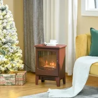 HOMCOM Electric Fireplace Stove, Free standing Fireplace Heater with Realistic Flame Effect, Overheat Safety Protection, 750W/1500W, Red(m-7)