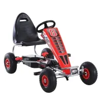 Aosom Pedal Go Kart, 4 Wheels Pedal Ride On for Boys & Girls with Rubber Wheels, Adjustable Seat & Sharp Handling - Red(m-1)