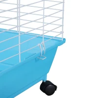 PawHut 40” Steel Plastic Small Animal Pet Cage Kit with Wheels - Blue and White(m-12)