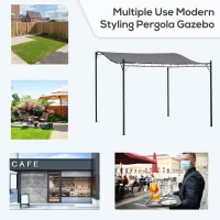 Outsunny Durable 10x10 Steel Pergola, Wall-Mounted with Canopy for Patio Perfect for Homeowners, Gray(m-6)