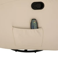 HOMCOM PU Leather Massing Recliner with 8-Point Vibration, Cup Holders, Manual Pull Handle and 360 Swivel, Beige(m-17)