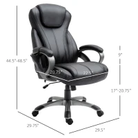Vinsetto 4-Point Vibration Massage Executive Office Chair High Back Height Adjustable Padded Seat with Wheels, Black(m-3)