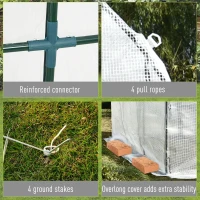 Outsunny 10' x 5' x 7' Lean to Greenhouse, Walk-In Wall Green House Plant Nursery with 2 Roll-up Doors and Window, PE Cover and 3 Wire Shelves, White(m-5)