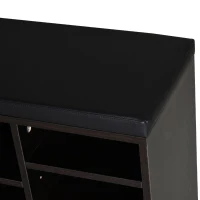 HomCom Upholstered Shoe Entryway Bench Rack with Comfortable PU Cushion Bench & Flexible Shelving Options, Brown(m-15)