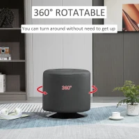 HOMCOM 360° Swivel Foot Stool Round PU Ottoman w/ Thick Padding and Solid Steel Base(m-4)