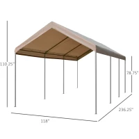 Outsunny 10&#39; x 20&#39; Heavy Duty Outdoor Carport Awning/Canopy with Weather-Fighting Material &amp; Anchor Kit, Brown(m-3)