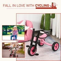 Qaba 3 Wheel Kids Tricycle Toddler Walking Trikes with Adjustable Seat for 3-6 Years old Boys & Girls Pink(m-6)