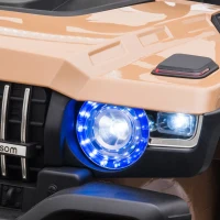 Aosom 12V Kids Electric 2-Seater Ride On Police Car SUV Truck Toy with Parental Remote Control & MP3 Sound, Tan(m-12)