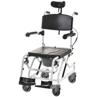 HOMCOM Personal Mobility Assist Bedside Commode Toilet Chair with 30° Reclining Backrest & Four Rolling Wheels(m-1)