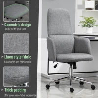 Vinsetto High Back Office Computer Chair with Breathable Fabric, Padded Armrest, and Swivel Wheels - Grey(m-7)
