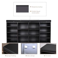 HomCom Upholstered Shoe Entryway Bench Rack with Comfortable PU Cushion Bench & Flexible Shelving Options, Brown(m-7)