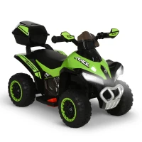 Aosom Kids Electric ATV Motorcycle Bench Buggy Quad Ride On Car 6V Battery Powered Electric for 18-36 Months Old with Light MP3 Storage Box Green(m-1)
