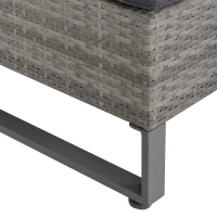 Outsunny 4 PCs PE Rattan Wicker Sofa Set Outdoor Conservatory Furniture Lawn Patio Coffee Table w/ Side Storage Box & Cushion, Grey(m-6)