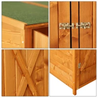 Outsunny 54.75''x29.5''x63'' Garden Storage Shed Asphalt Roof Wooden Timber Double Door Utility Storage House w/ Movable Shelf & Fixed Fittings, Natural(m-7)