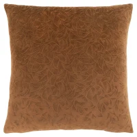 Monarch 18" x 18" Floral Velvet Decorative Throw Pillow (1 pc) - Light Brown(m-1)