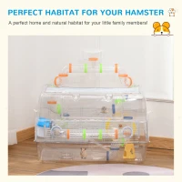 PawHut Transparent Gerbil Kennel for Travel, Comes with Exercise Wheel to Promote Play(m-4)
