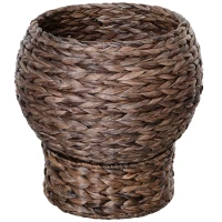 PawHut Handwoven Elevated Cat Bed with Rotating Basket and Soft Cushion, Wicker Cat Egg Chair with Stand, Brown(m-8)