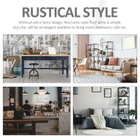 HOMCOM Multifunctional Floor Lamp with Shelf Height Adjustable Standing Lamp, Wood, and Beige(m-5)