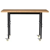HOMCOM 59" Mobile Workbench - Large Bamboo Tabletop Project Station, Versatile & Durable, Ideal for DIY Enthusiasts & Craftsmen(m-9)