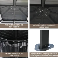 Outsunny 10' x 10' Steel Hardtop Gazebo Garden Sun Shelter with Mosquito Netting and Curtains Hanging Hook Aluminum Frame(m-5)