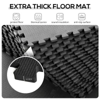 HOMCOM Soft Interlocking Floor Mats 216 Square Feet Waterproof Exercise Workout Mat Kid Play Mat Gymnastics and Home Gym Protective Flooring, 54pcs Black(m-5)