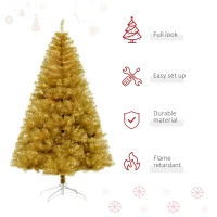 HOMCOM 6ft Artificial Christmas Tree Pop-Up Collapsible Golden Xmas Tree for Holiday Carnival Party Decorations(m-4)