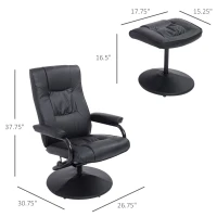HomCom Ergonomic Faux Leather Lounge Armchair Recliner And Ottoman Set - Black(m-3)