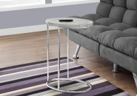 Monarch 25" Contemporary Oval Chrome Metal Base C-Shaped Side Accent Table - Grey  Cement-Look Top Finish(m-2)