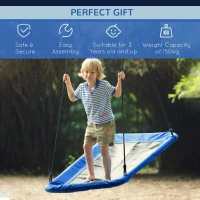 Outsunny 59'' Rectangle Tree Swing Large Children Platform Swing with Adjustable Hanging Ropes Steel Frame for Playground Backyard(m-8)