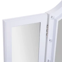 HOMCOM Lighted Tabletop Tri-Fold Vanity Mirror w/ LED Lights White(m-7)