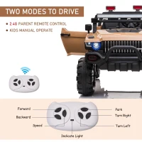 Aosom 12V Kids Electric 2-Seater Ride On Police Car SUV Truck Toy with Parental Remote Control & MP3 Sound, Tan(m-8)