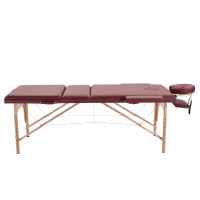 HOMCOM 3 Fold Massage Table w/ Carry Case Foldable Facial Spa Couch Dark Red(m-8)