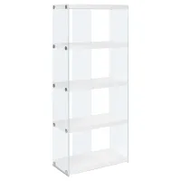 Monarch 59" Modern 5-Shelf Tempered Glass Base Display Bookcase - Glossy White Finish(m-1)
