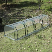 Outsunny 156" x 39" x 32" Transparent PVC Mini Tunnel Greenhouse Garden Green Grow Shed Portable Plant Flower Warm House Steel Frame Zipped Doors(m-4)