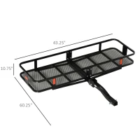 Aosom Folding Cargo Carrier with 500 lbs Capacity, 59‘’x19''x6'' Hitch Mount Luggage Basket Fits 2'' Receiver for Car SUV Traveling(m-3)