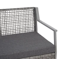 Outsunny 2-seat  Rattan Wicker Loveseat Bench Outdoor Patio Conversation Furniture All Weather(m-5)