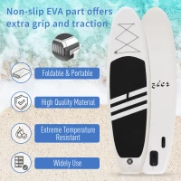Soozier 10' x 32" x 6" Inflatable Stand Up Paddle Board with ISUP Accessories, Carry Bag, Non-Slip Deck, Adj Paddle, Pump, Leash for Adults Kids, Black and White(m-6)