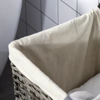 Outsunny Foldable Laundry Hamper Rattan Clothes Hamper with Lid, Removable Liner Bag(m-7)
