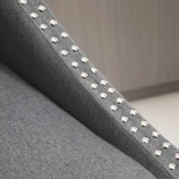 HOMCOM Modern Bar Height Bar Stools Set of 2, 30" Seat Height Bar Chair for Kitchen Living Room with Mid Back, Wood Legs, Nailhead Trim & Tufted Upholstery, Dark Grey(m-14)