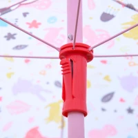 Outsunny Kids Folding Picnic Table and Chairs Set Rabbit Pattern for Outdoor Garden Patio Backyard with Removable & Height Adjustable Sun Umbrella, Red(m-13)