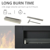HOMCOM Ethanol Fireplace, 43.25" Wall-Mounted 0.73 Gal Stainless Steel Max 323 Sq. Ft., Burns up to 4 Hours, Black(m-4)