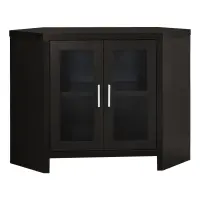 Monarch 42" Wood Grain-Look Space Saving Glass Cabinet Door Corner Console TV Stand - Cappuccino Brown Finish(m-1)
