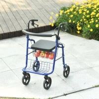 HOMCOM Adjustable Rollator Walker for Seniors with a Foldable Comfort Design, Steel Handbrakes, & Storage Space(m-2)