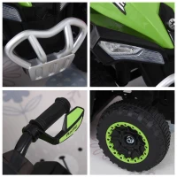 Aosom Kids Electric ATV Motorcycle Bench Buggy Quad Ride On Car 6V Battery Powered Electric for 18-36 Months Old with Light MP3 Storage Box Green(m-9)