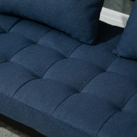 HOMCOM Single Person 3 Position Convertible Chaise Lounger Sofa Bed with 2 Large Pillows and Oak Frame, Dark Blue(m-14)