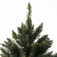 HOMCOM 6.9ft Pre-Lit Artificial Christmas Tree Hinged Spruce Xmas Tree Winter Holiday Decor 700 Lights w/ Stand Seasonal Decoration Green(m-7)